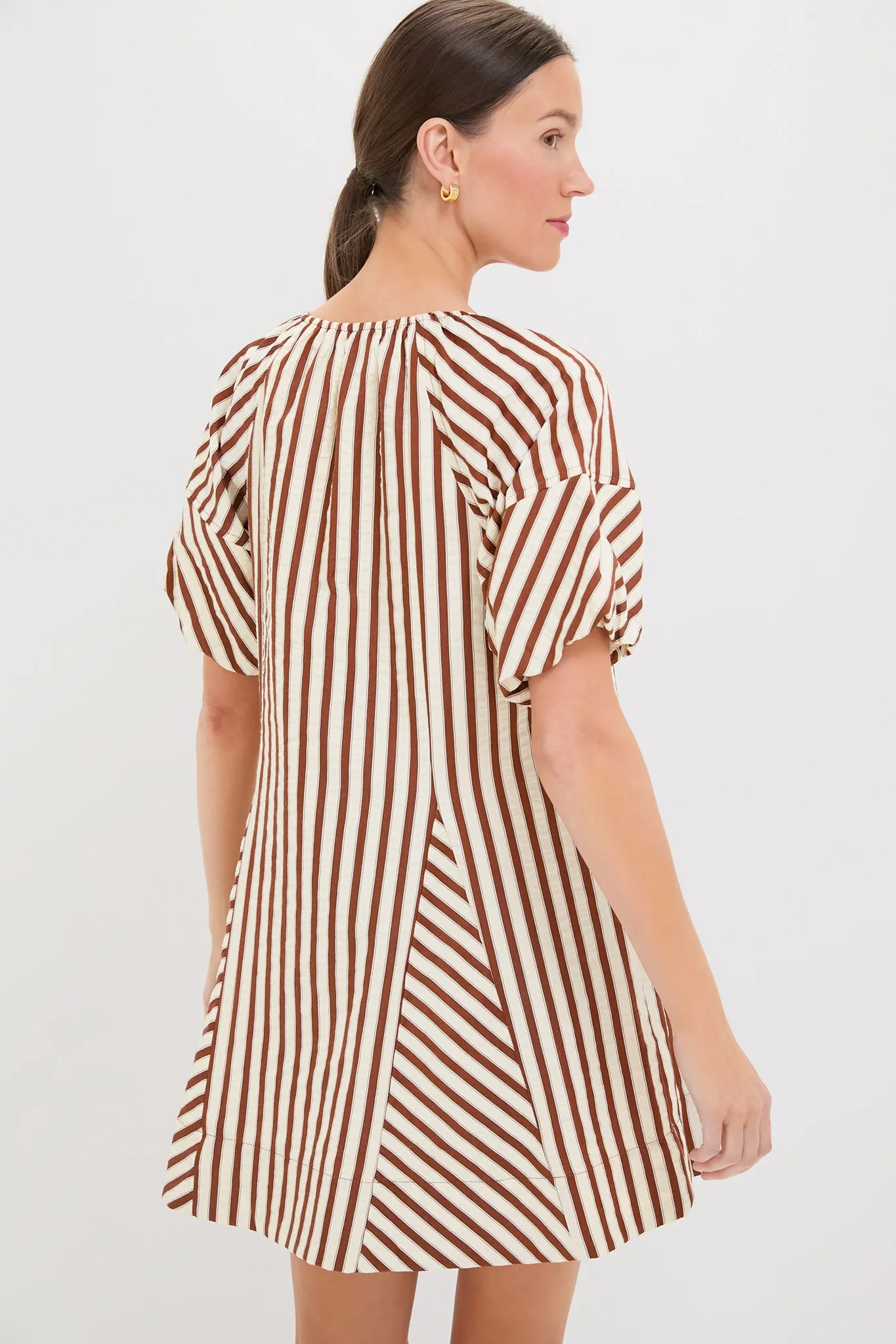 Ivory and Cinnamon Sierra Stripe Easy Shift Dress