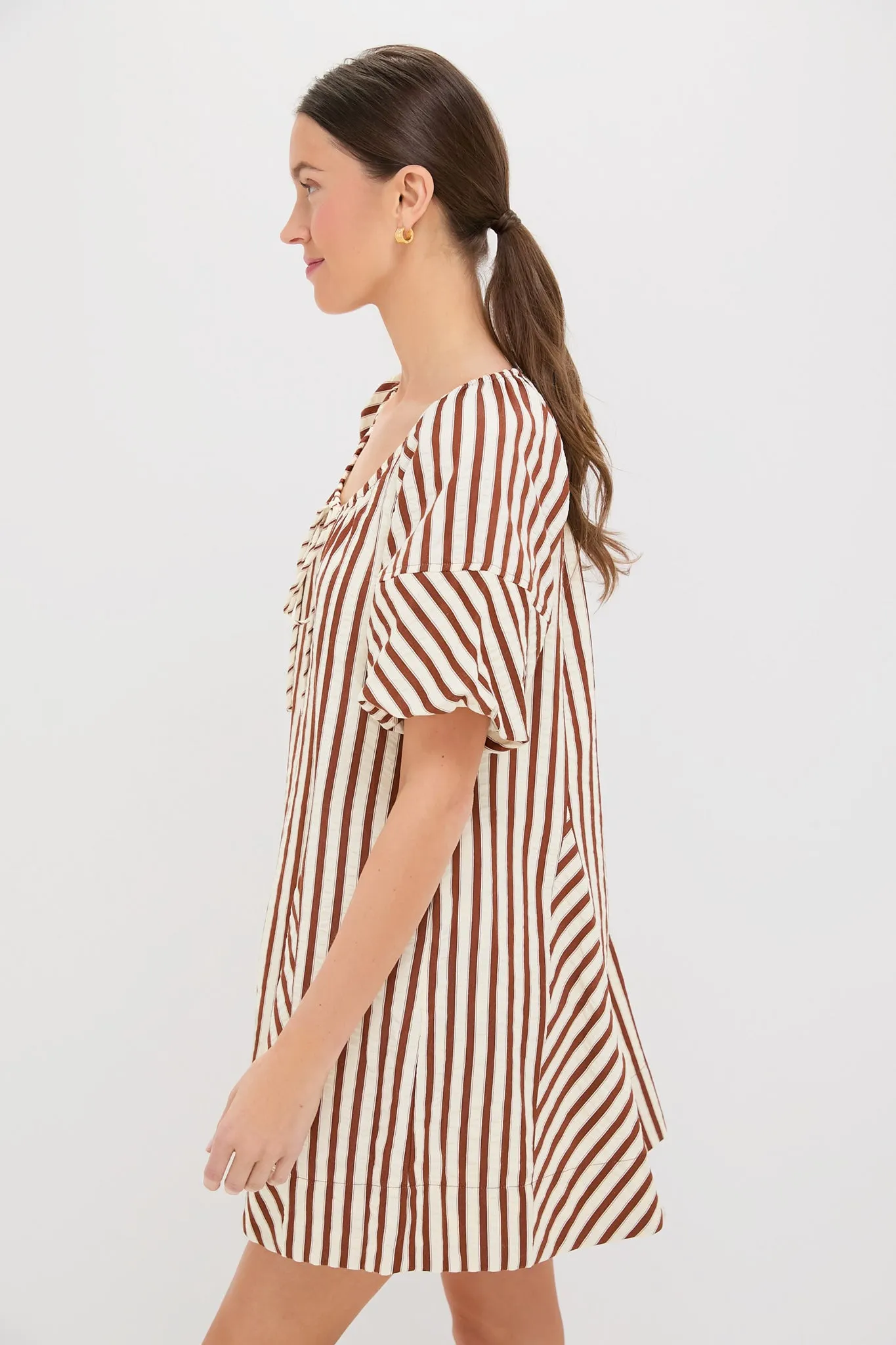 Ivory and Cinnamon Sierra Stripe Easy Shift Dress