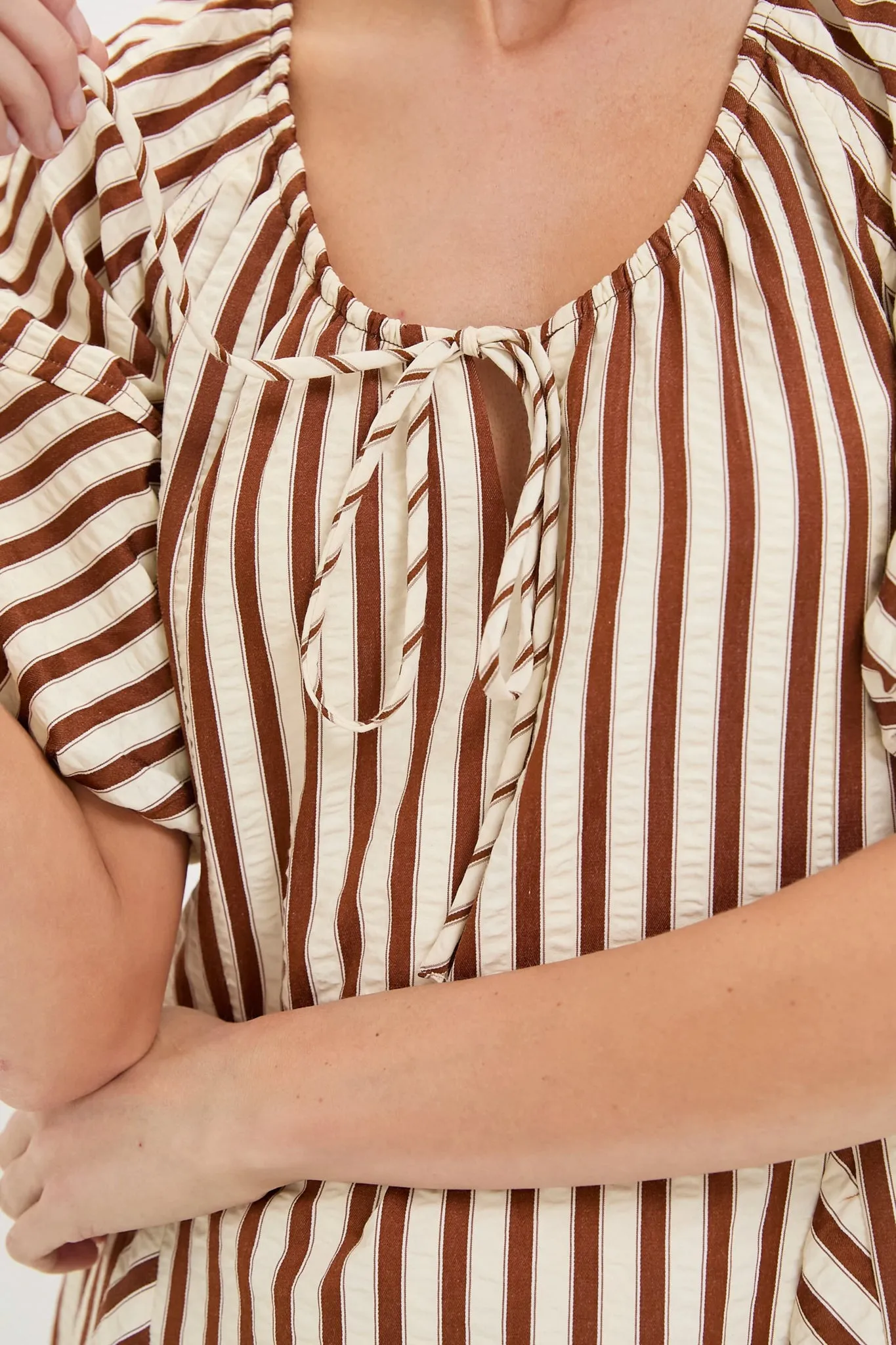 Ivory and Cinnamon Sierra Stripe Easy Shift Dress