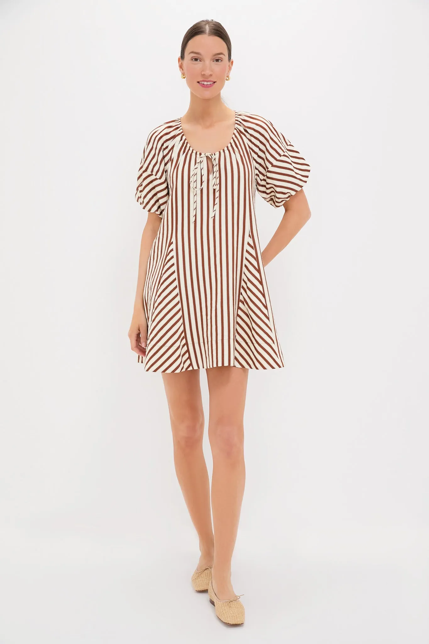 Ivory and Cinnamon Sierra Stripe Easy Shift Dress