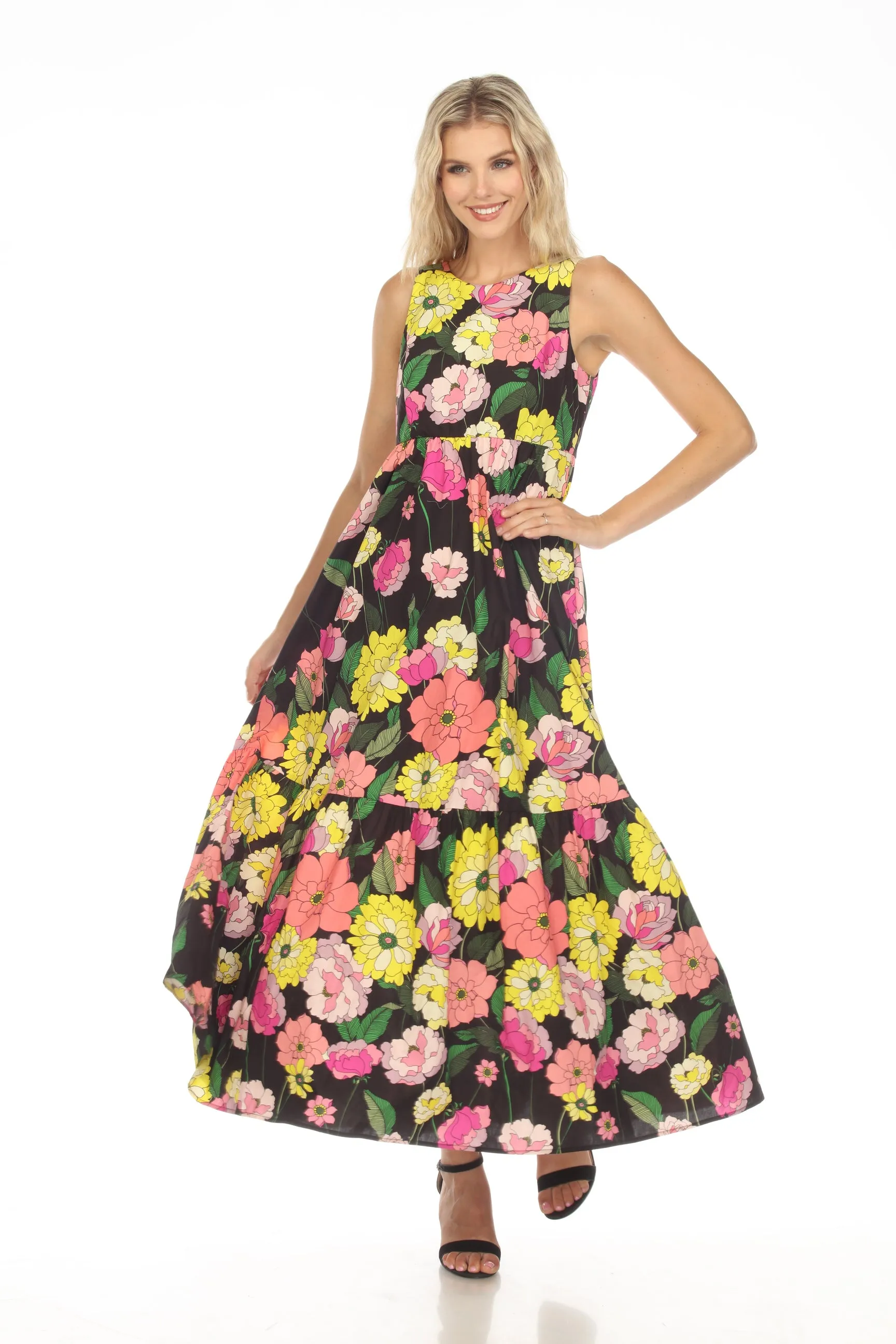 Johnny Was Jade Love Casia Floral Tiered Maxi Dress Boho Chic L37223-3