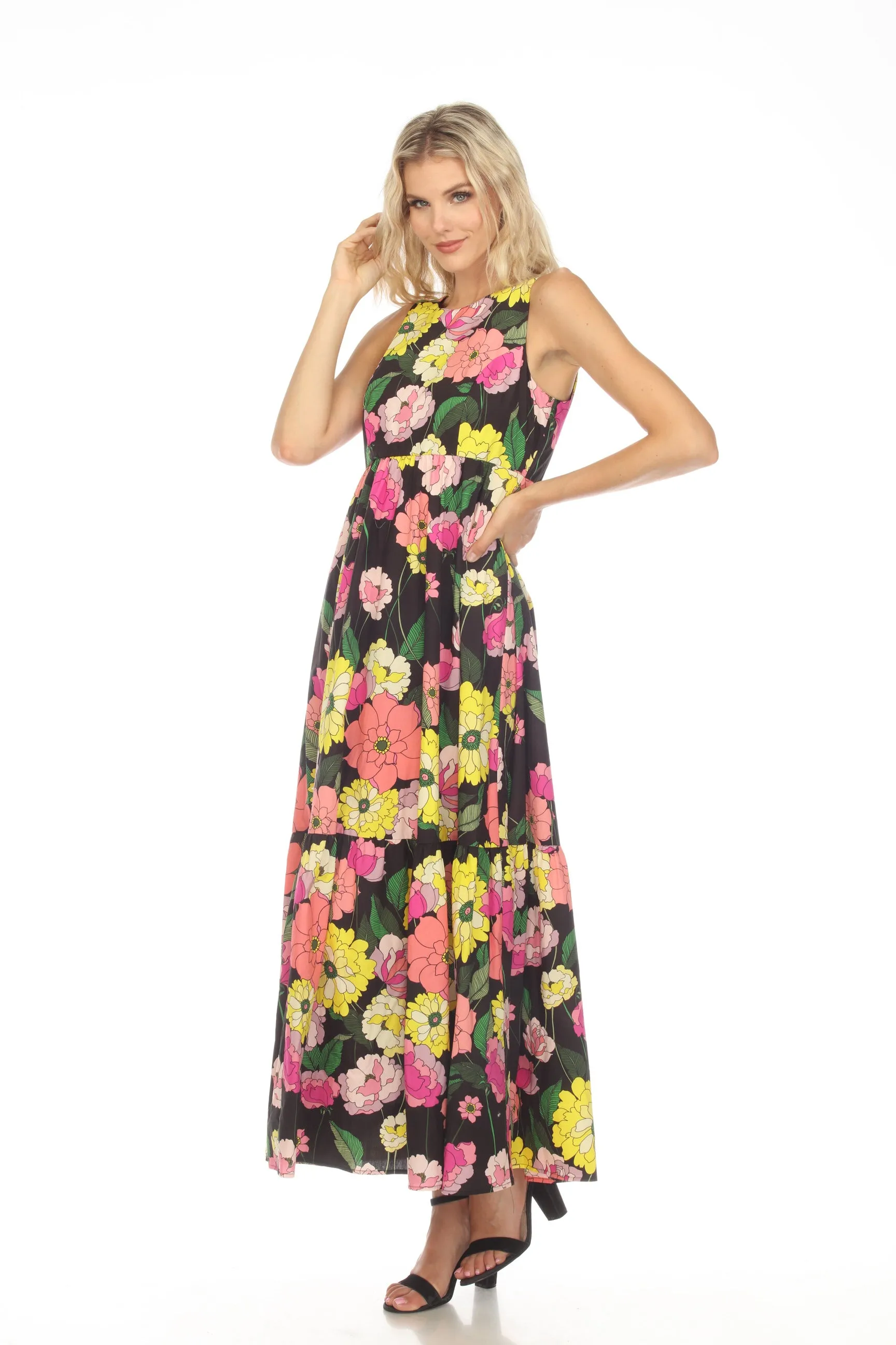 Johnny Was Jade Love Casia Floral Tiered Maxi Dress Boho Chic L37223-3