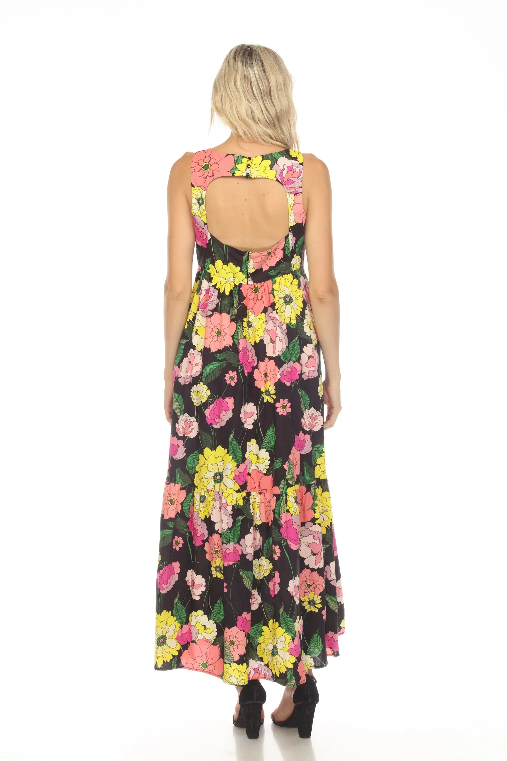 Johnny Was Jade Love Casia Floral Tiered Maxi Dress Boho Chic L37223-3