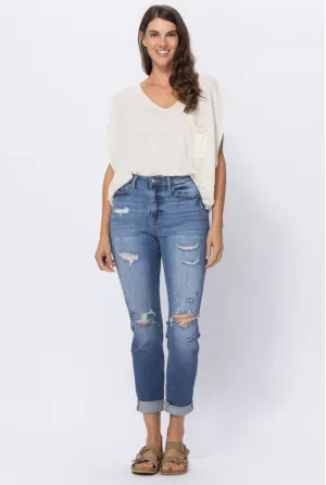 JUDY BLUE Distressed LT Jean cuffed