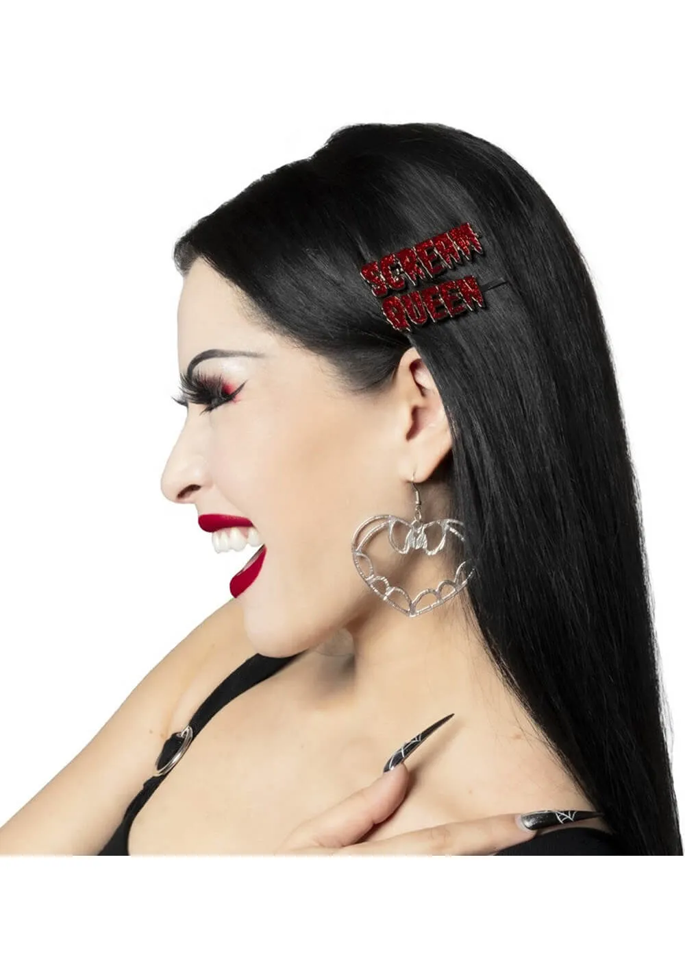 Kreepsville Scream Queen Text Set Hairslides Red