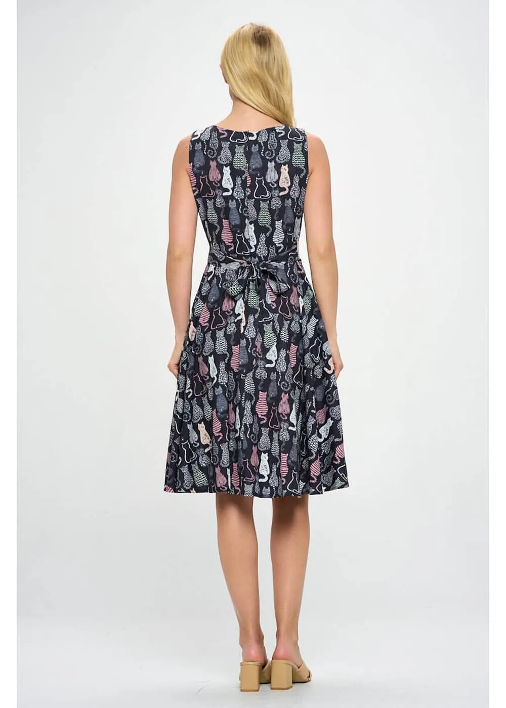 LA Soul Olivia Retro Cats A-Line Dress Black