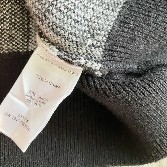 lala L/XL Mod Checkerboard Sweater Boxy Cropped Black White Pullover Boatneck