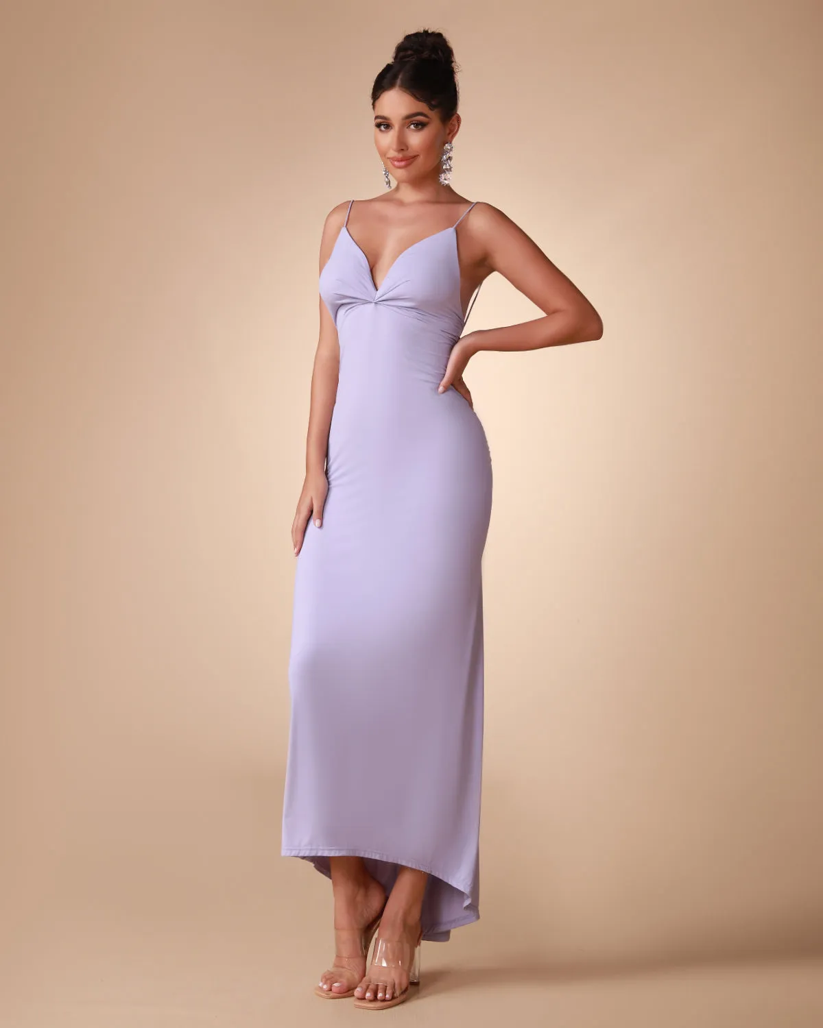 Lavender Strappy Backless Dress