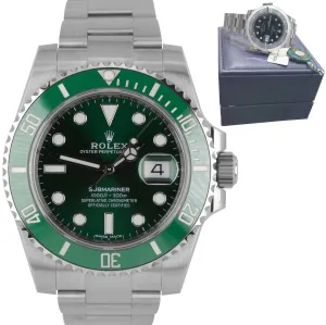 LNIB MINT 2019 Rolex Submariner Date Hulk 116610 LV Green Ceramic 40mm Watch