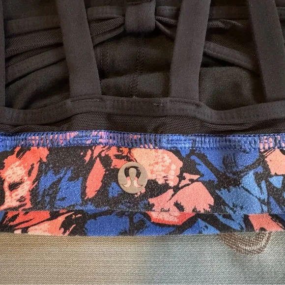 Lululemon Energy Exhale Sport Bra Mini Paint Storm Harbor Blue Multi Size 8