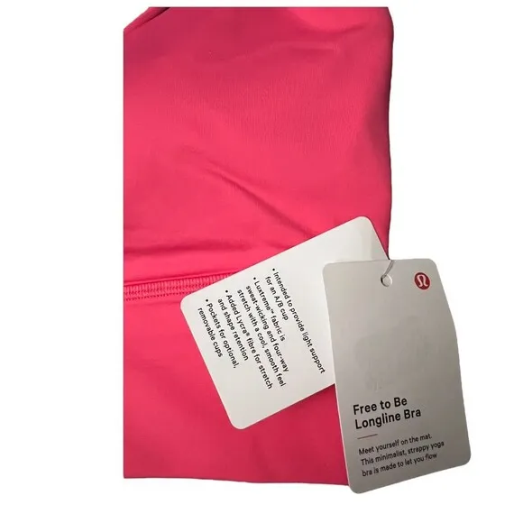 Lululemon Womens Free To Be Longline Sports Bra Lipgloss Pink LIPG Sz 4 New