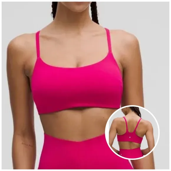Lululemon Wunder Train Strappy Racer sports Bra Magenta Smoke Pink size 6 NWT
