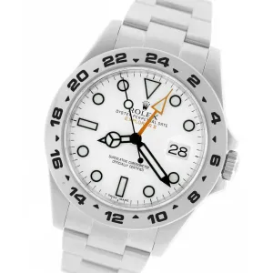 Men's 2016 Rolex Explorer II 42mm White Orange Stainless GMT Date Watch 216570