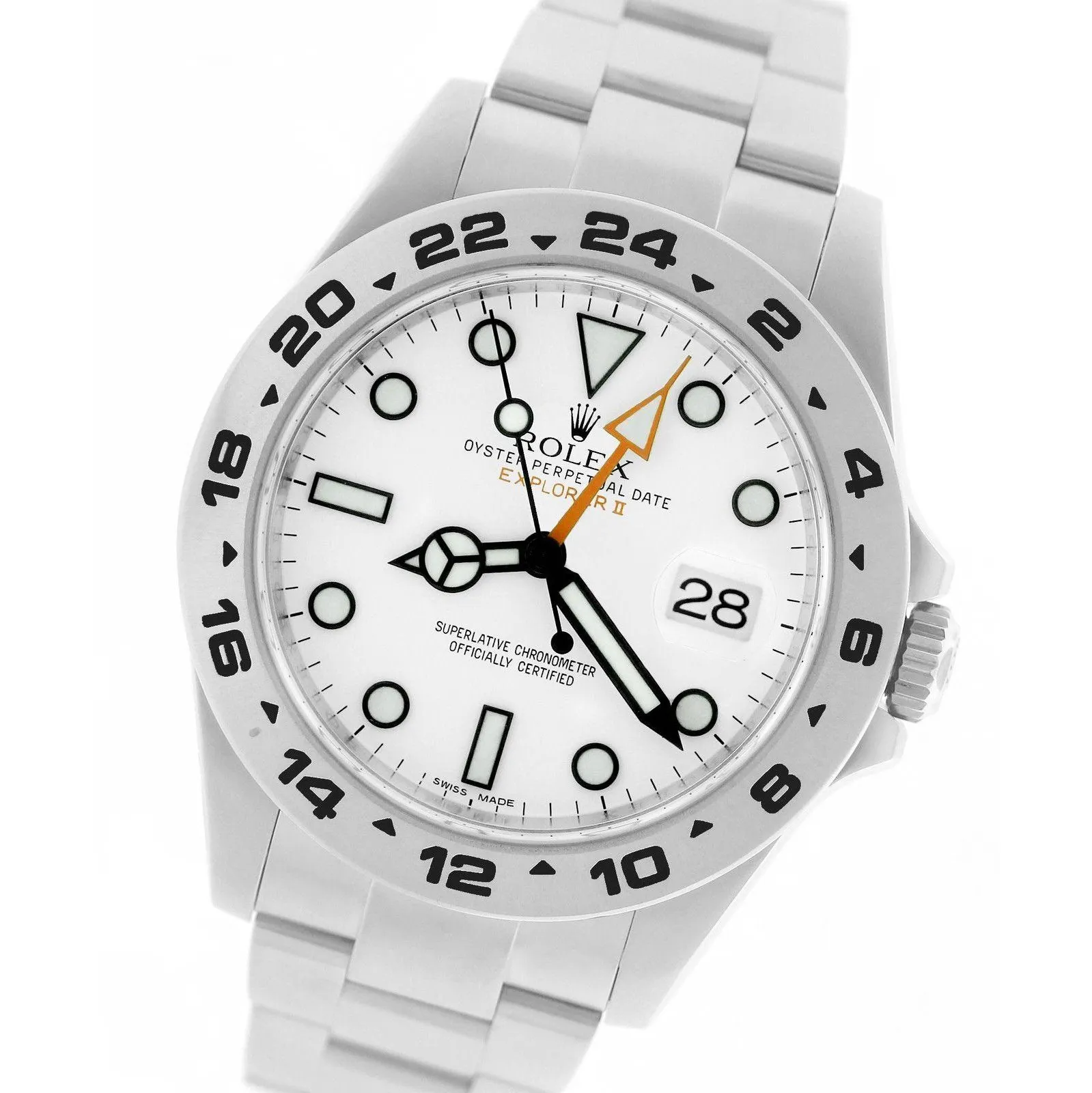 Men's 2016 Rolex Explorer II 42mm White Orange Stainless GMT Date Watch 216570