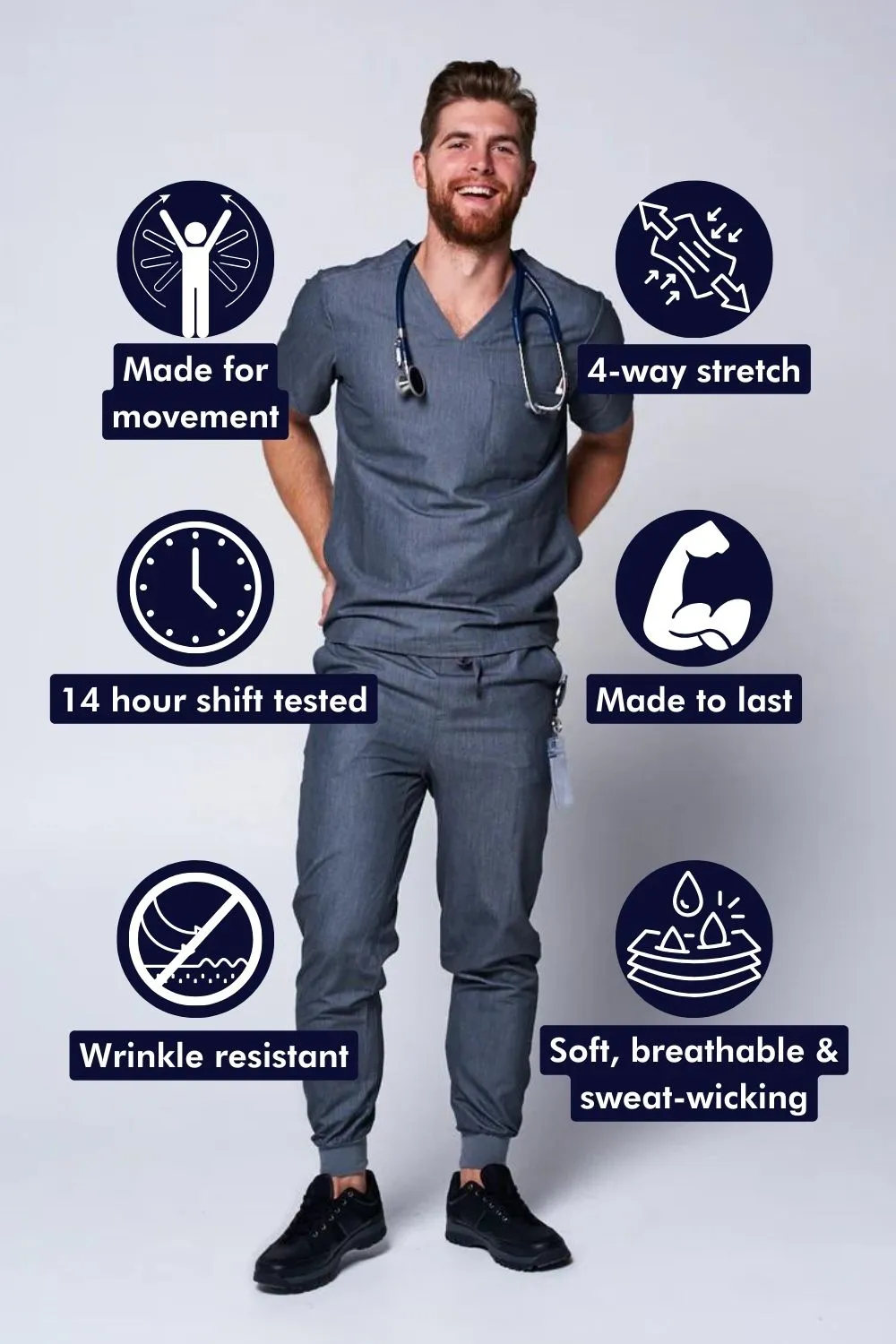Men's 3-Pocket Scrub Top