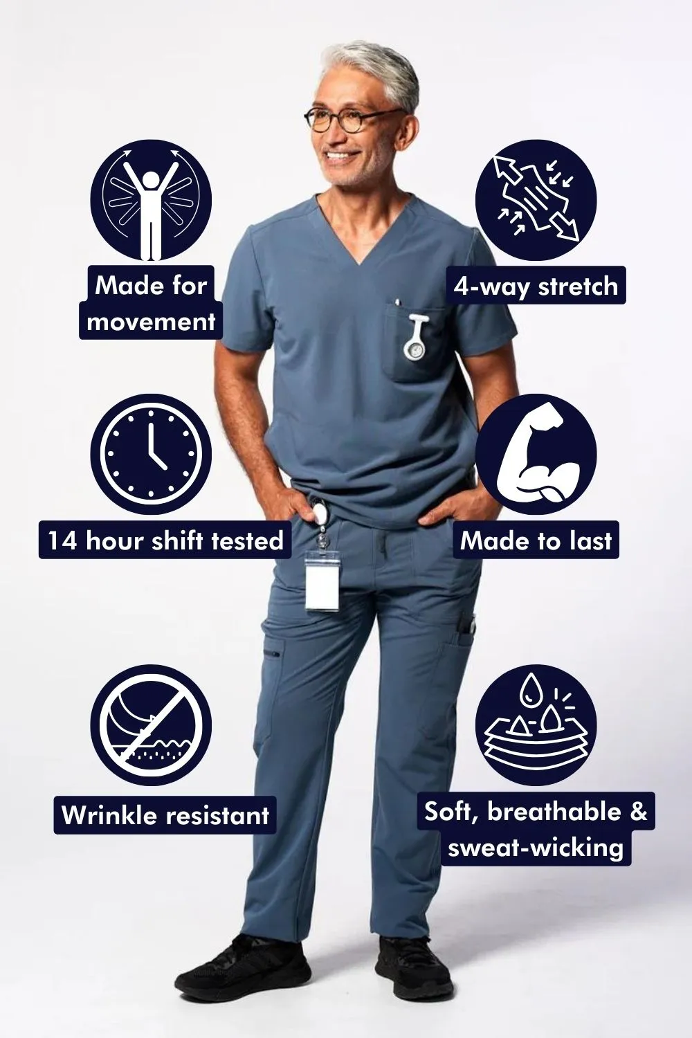 Men's 3-Pocket Scrub Top