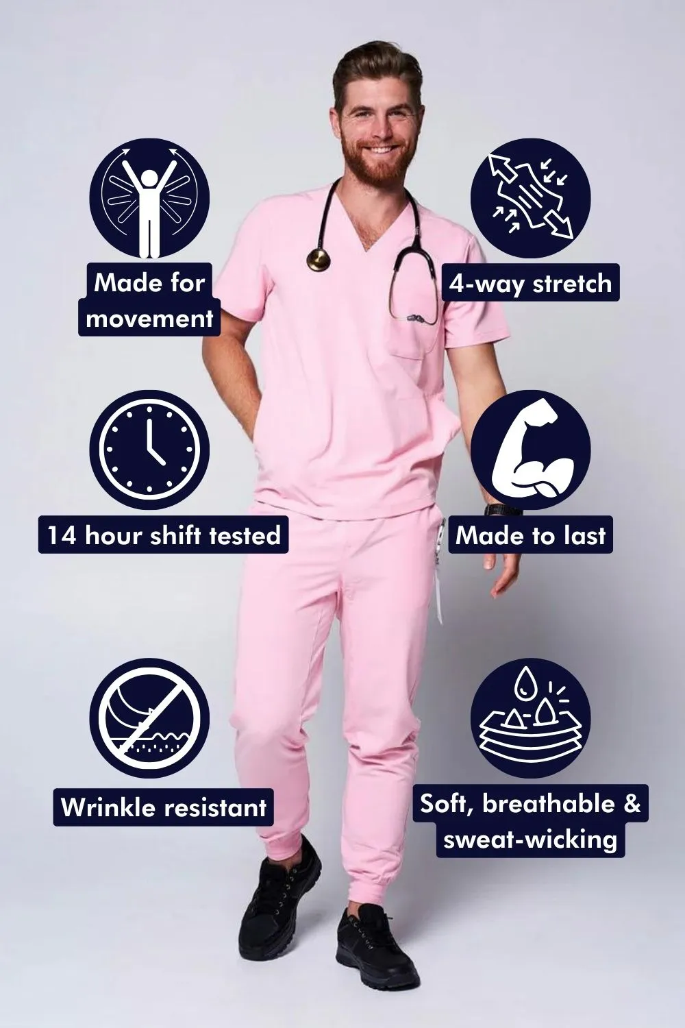 Men's 3-Pocket Scrub Top