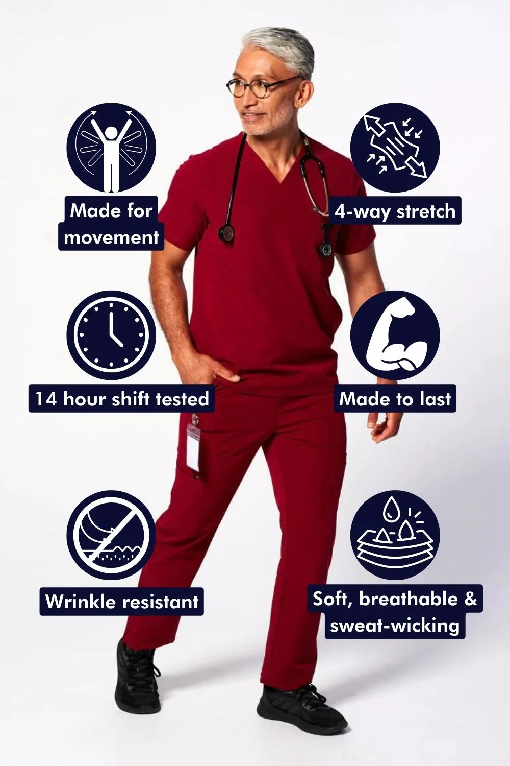 Men's 3-Pocket Scrub Top