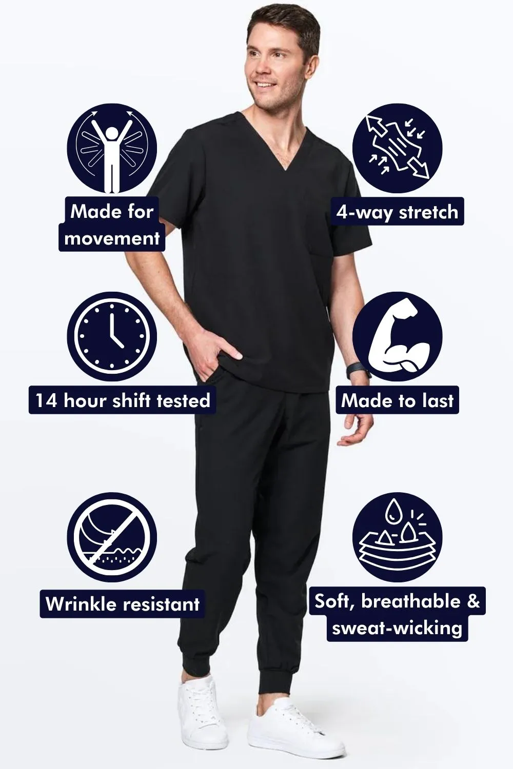 Men's 3-Pocket Scrub Top