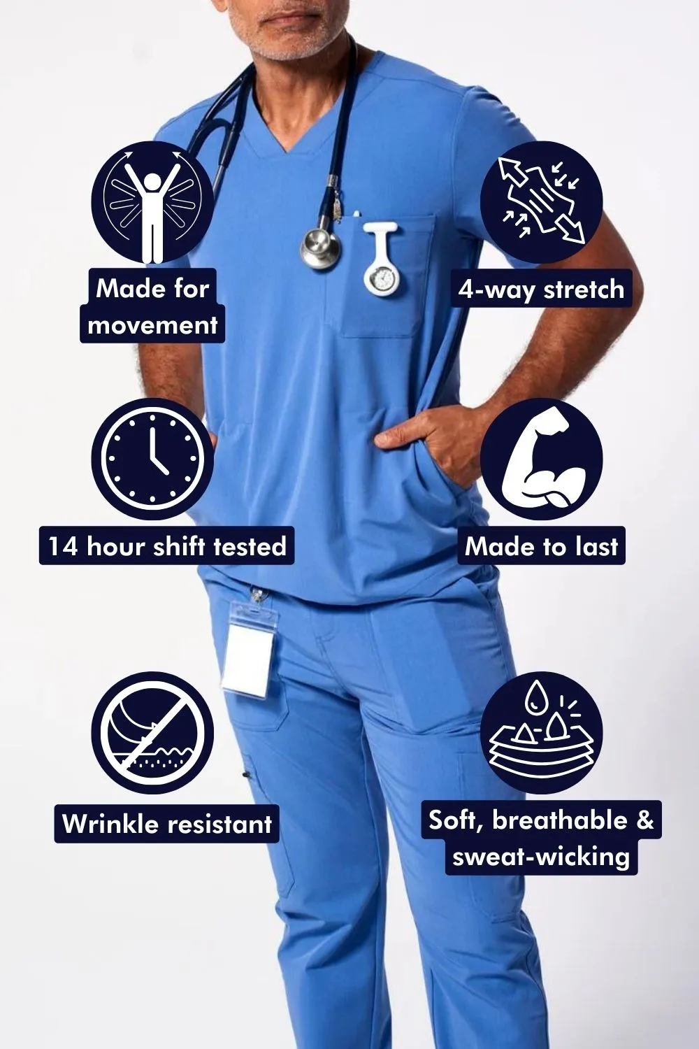 Men's 3-Pocket Scrub Top