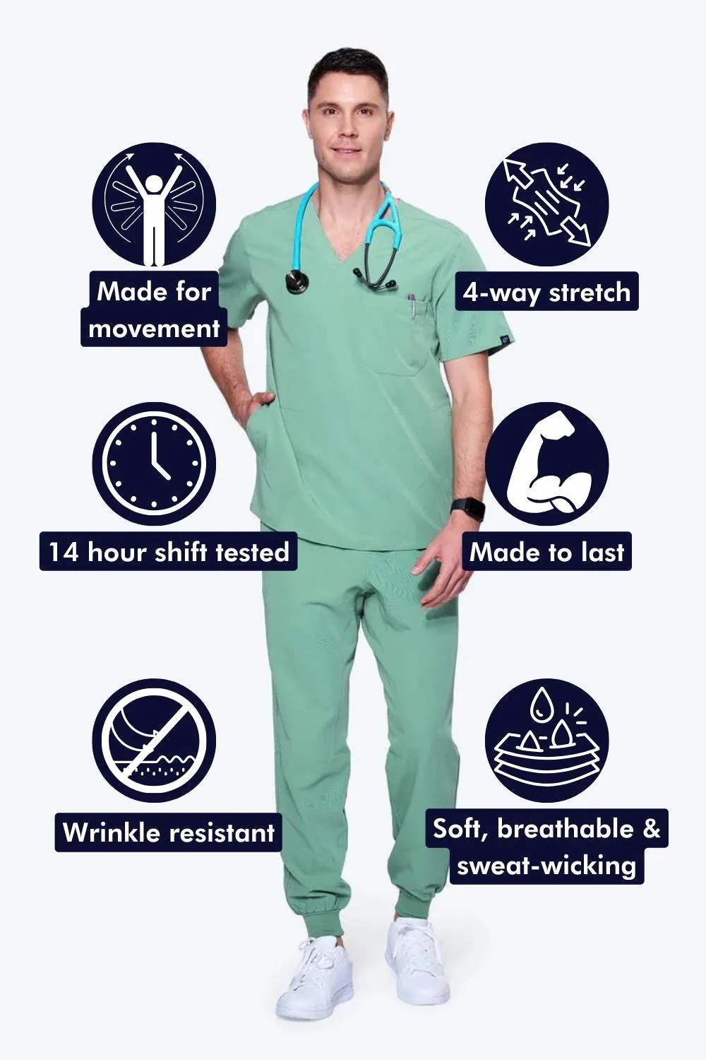 Men's 3-Pocket Scrub Top