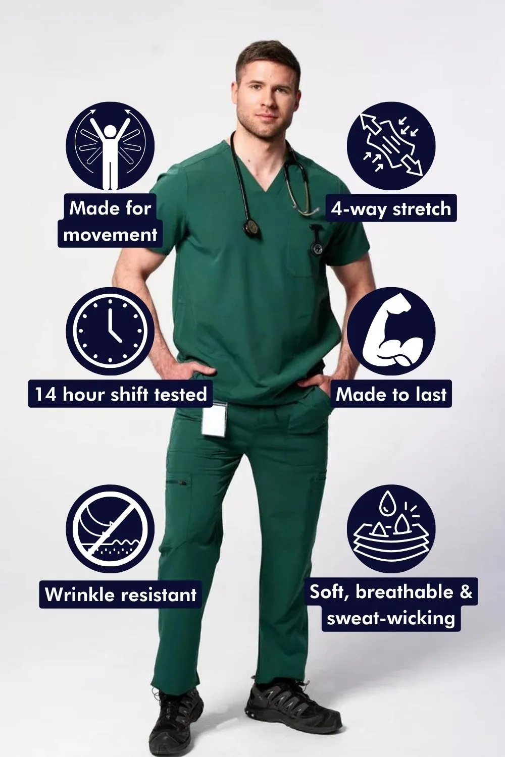 Men's 3-Pocket Scrub Top