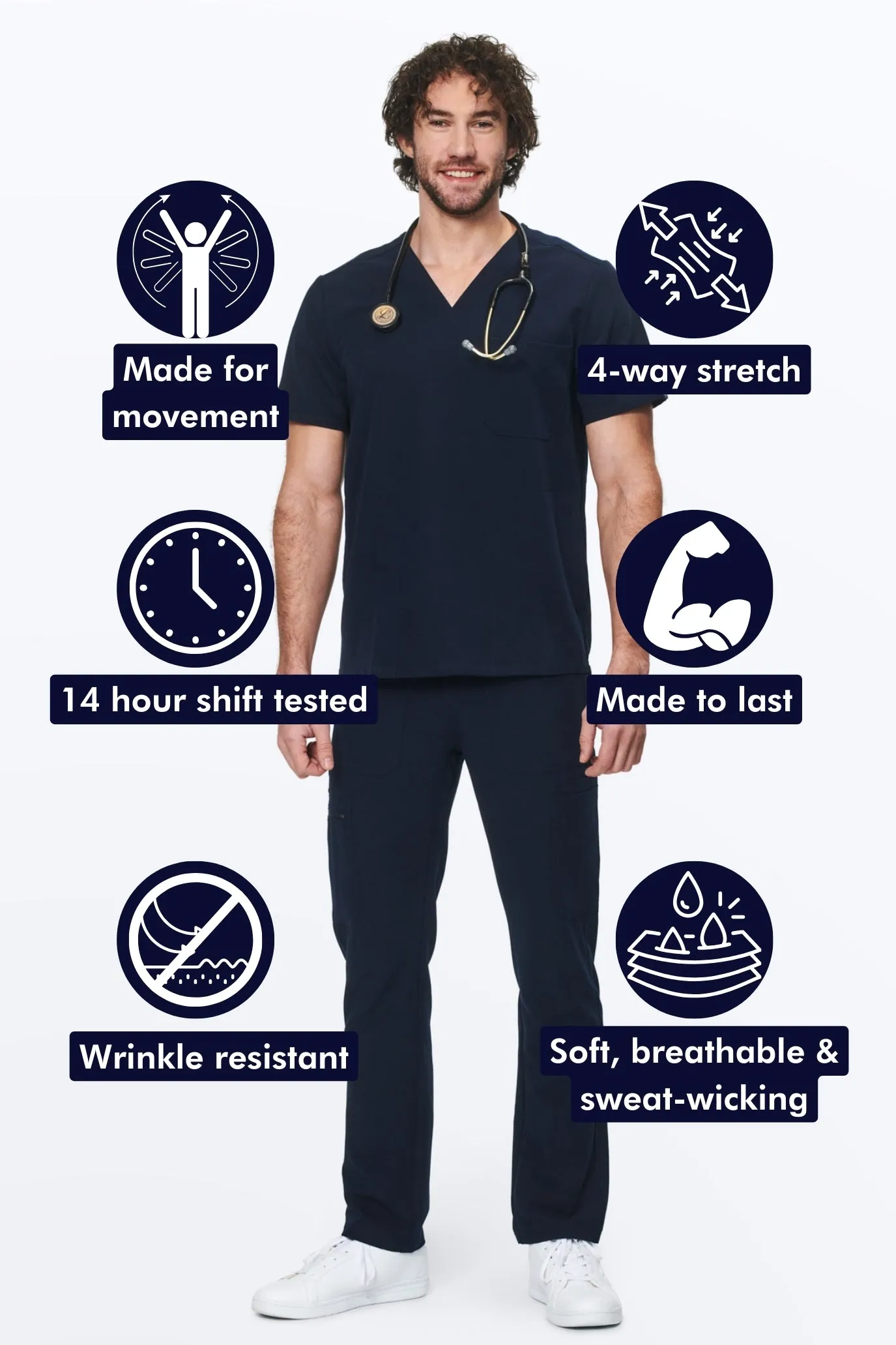 Men's 3-Pocket Scrub Top