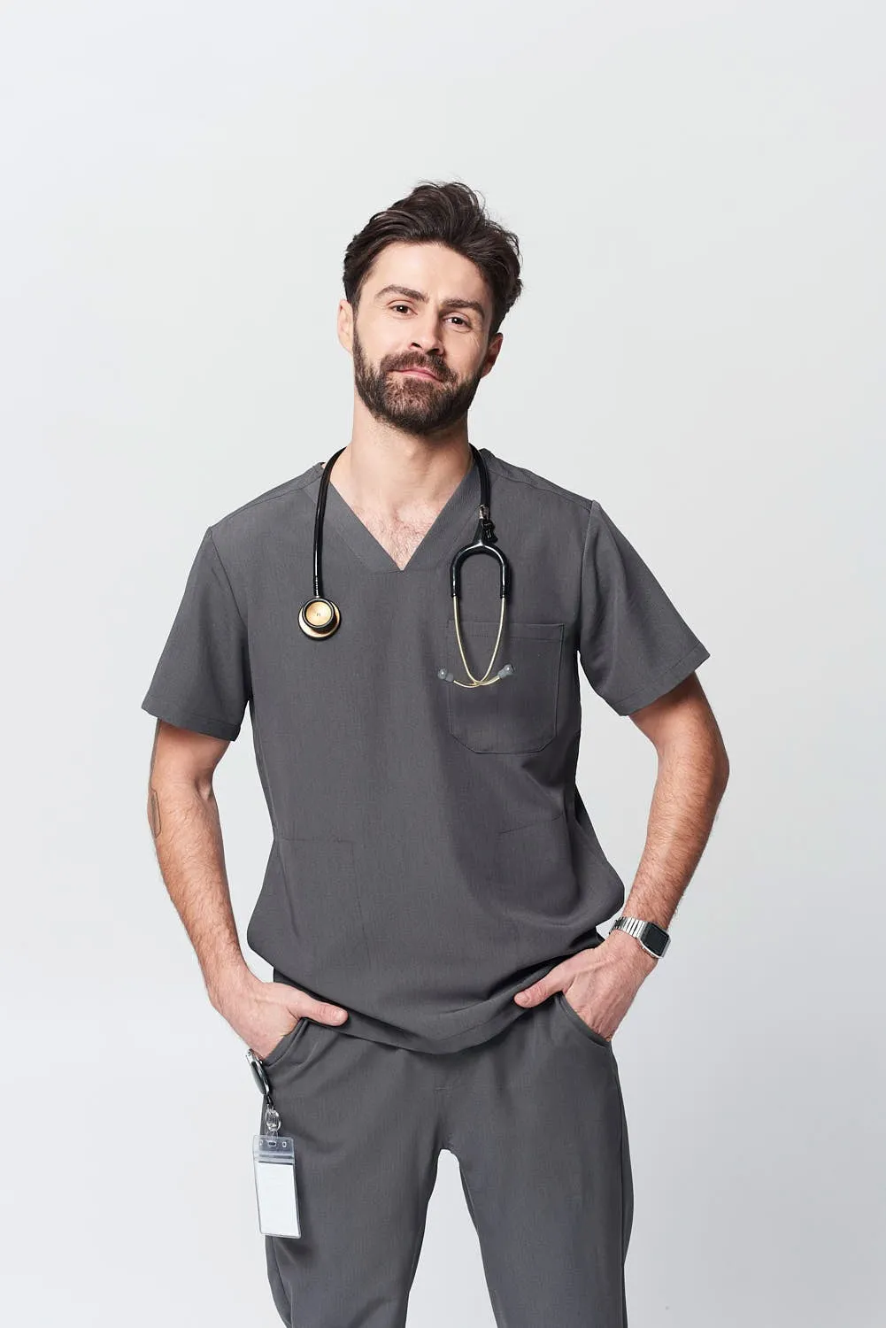 Men's 3-Pocket Scrub Top