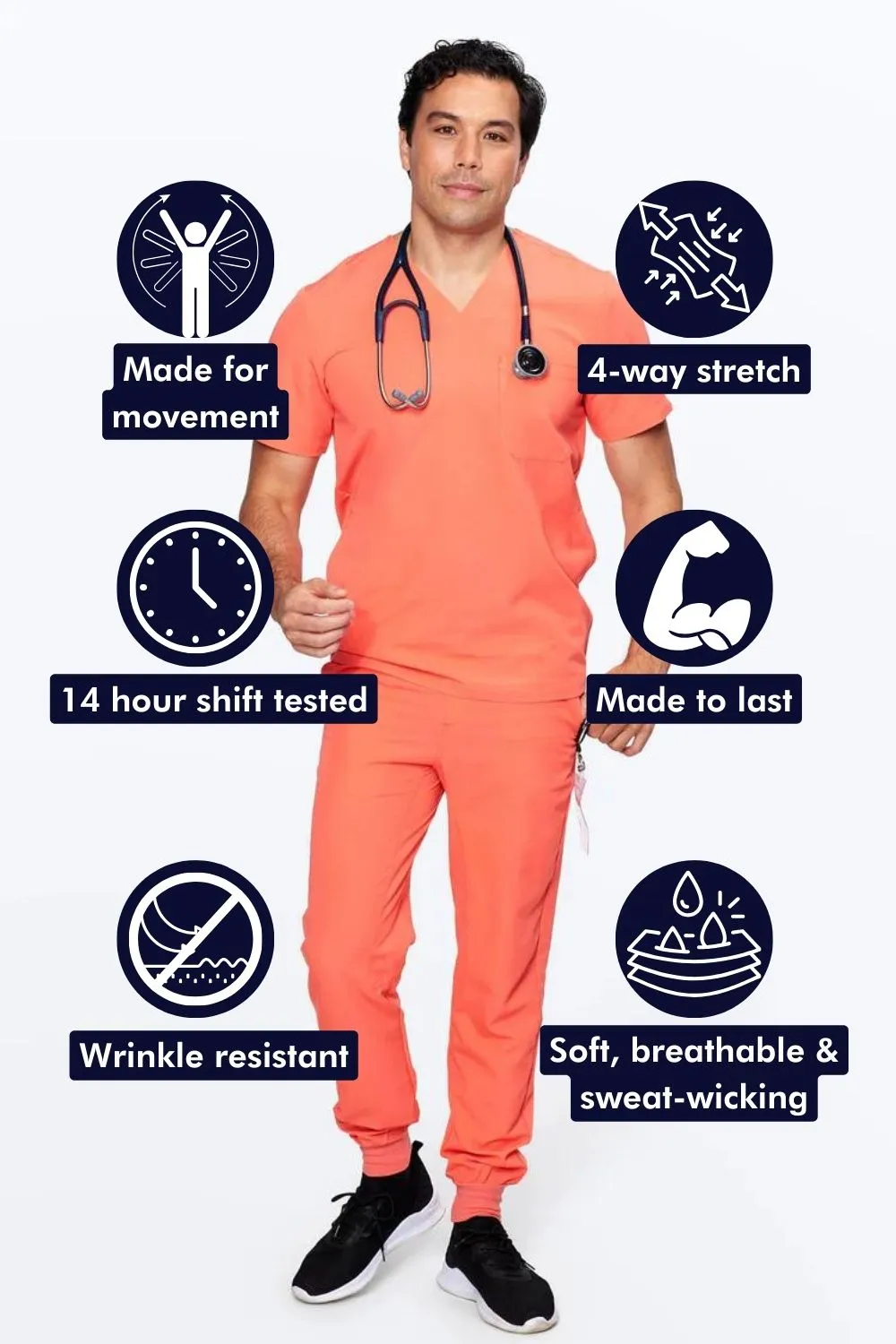 Men's 3-Pocket Scrub Top