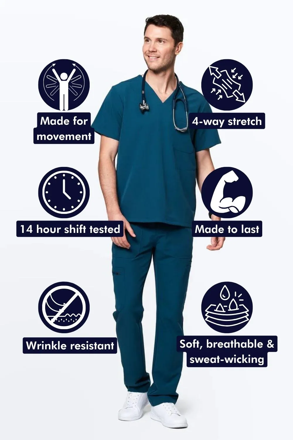 Men's 3-Pocket Scrub Top