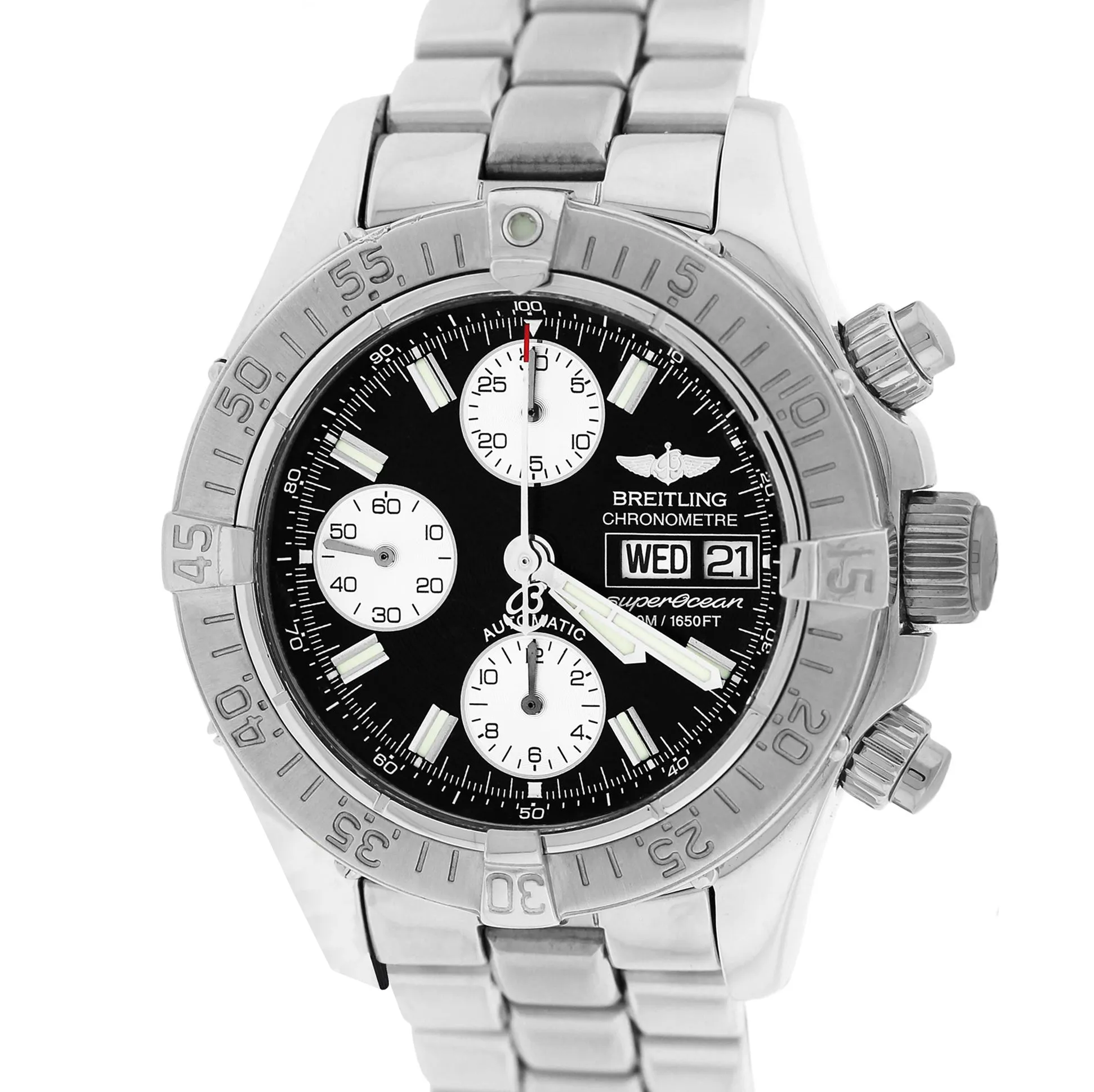 Mens Breitling Superocean Day-Date Chronograph Black 42mm Stainless Watch A13340
