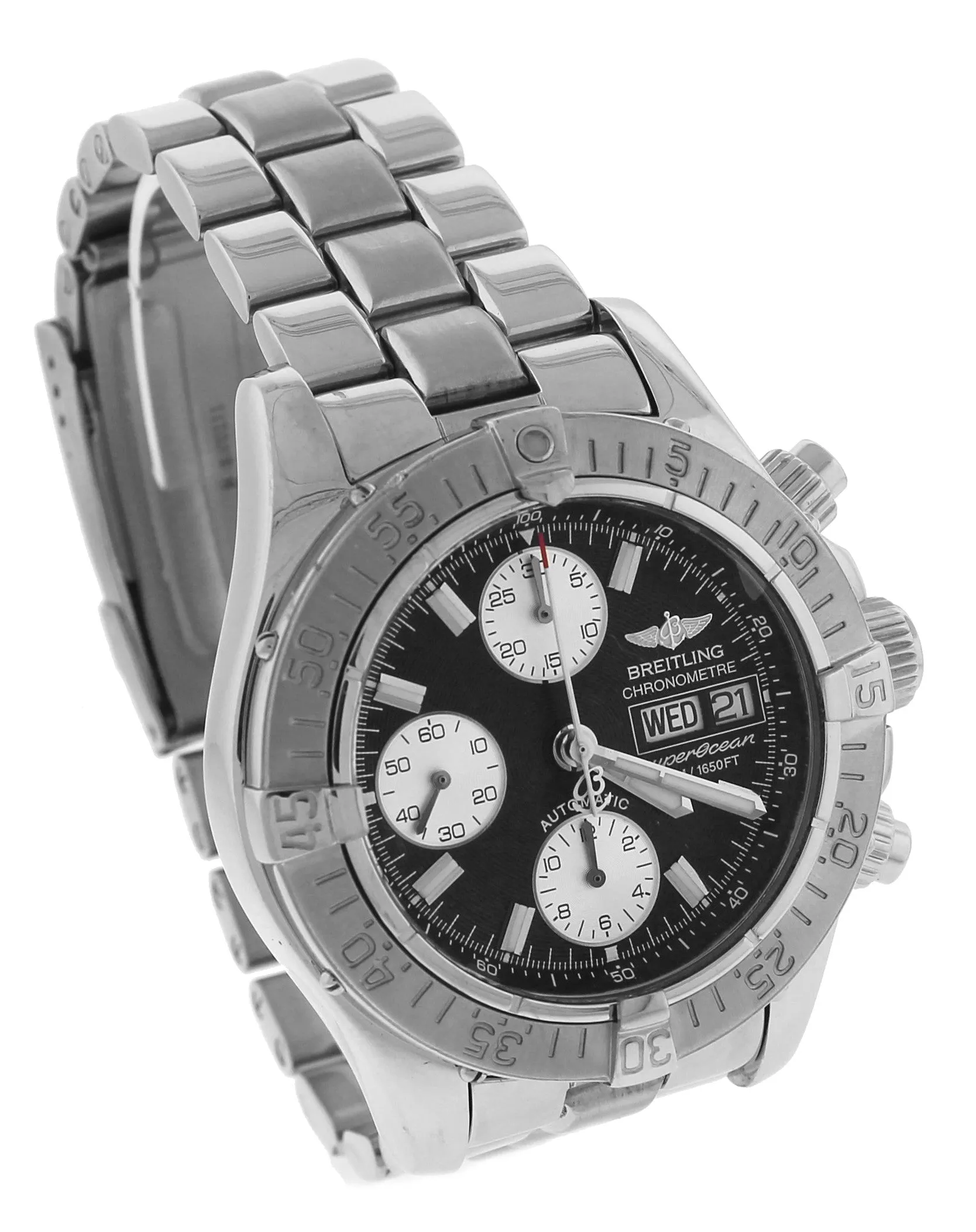 Mens Breitling Superocean Day-Date Chronograph Black 42mm Stainless Watch A13340