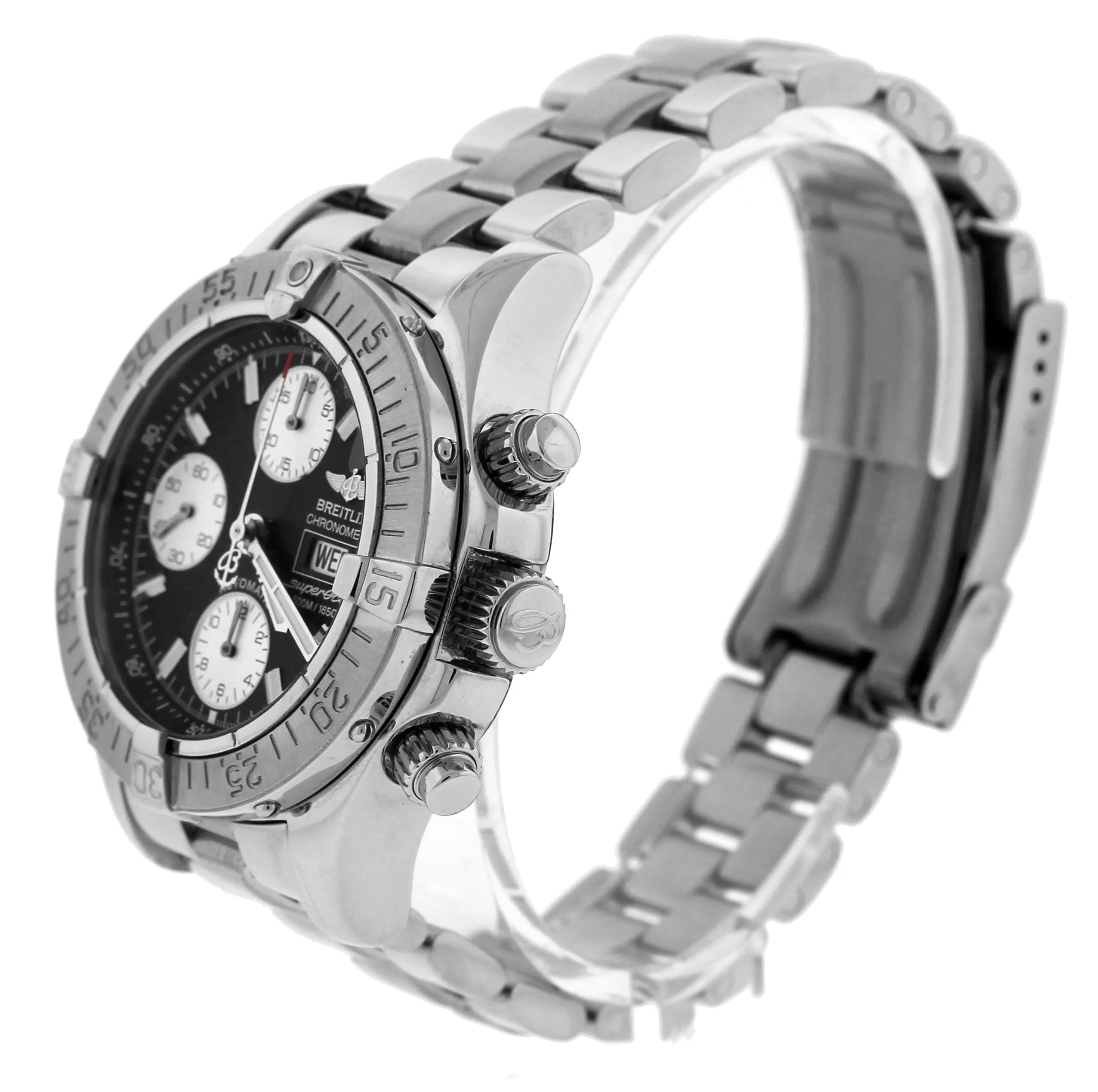 Mens Breitling Superocean Day-Date Chronograph Black 42mm Stainless Watch A13340