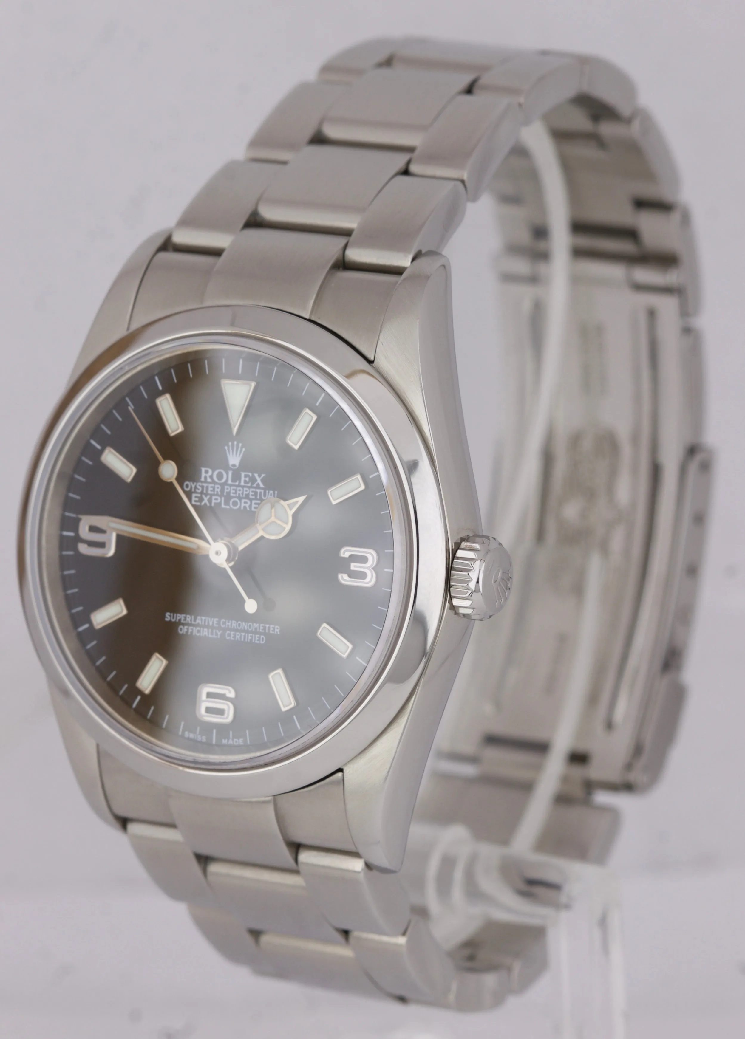 Men's Rolex Explorer I Black 36mm Stainless Steel Automatic Oyster Watch 14270