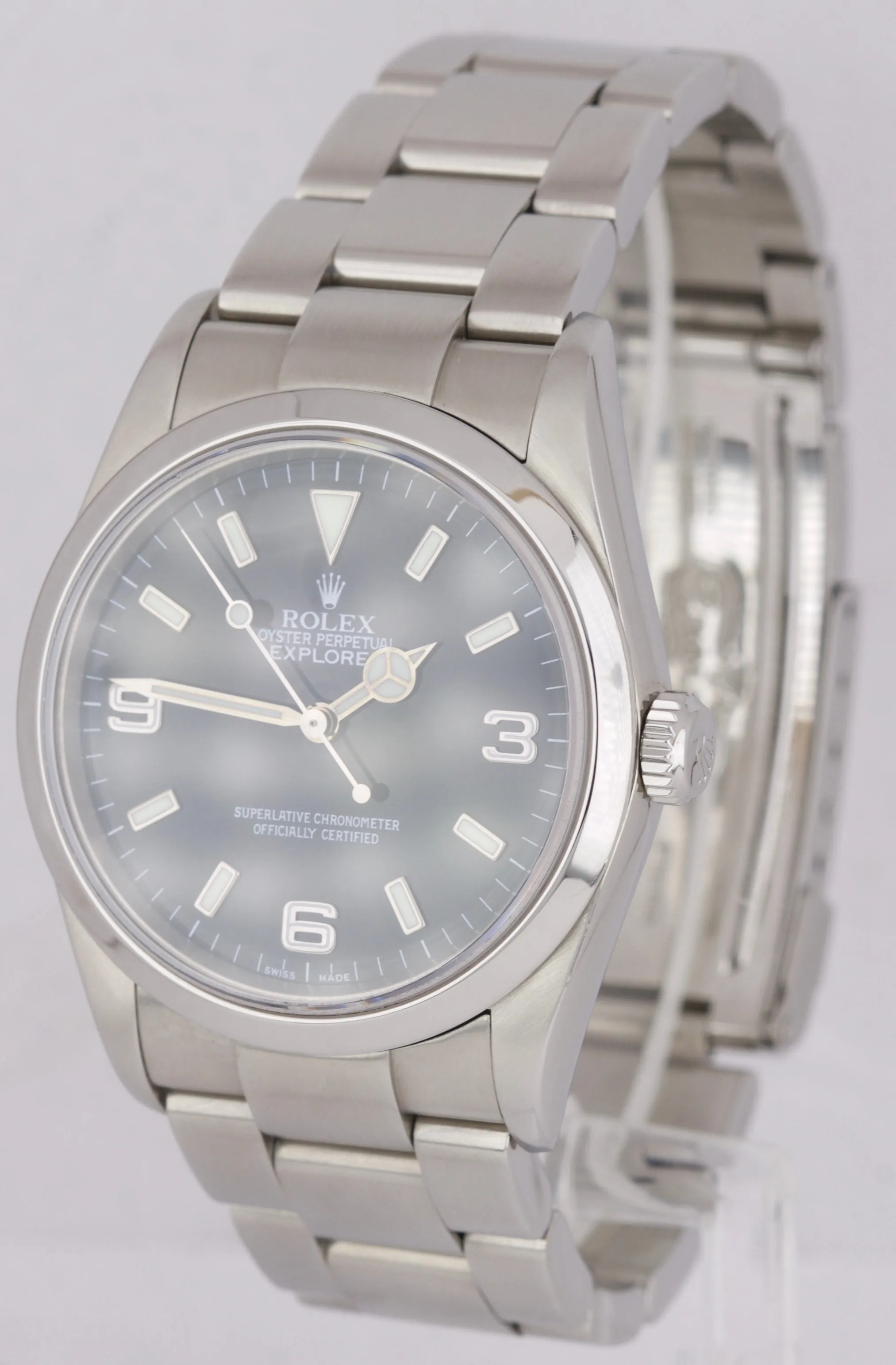Men's Rolex Explorer I Black 36mm Stainless Steel Automatic Oyster Watch 14270