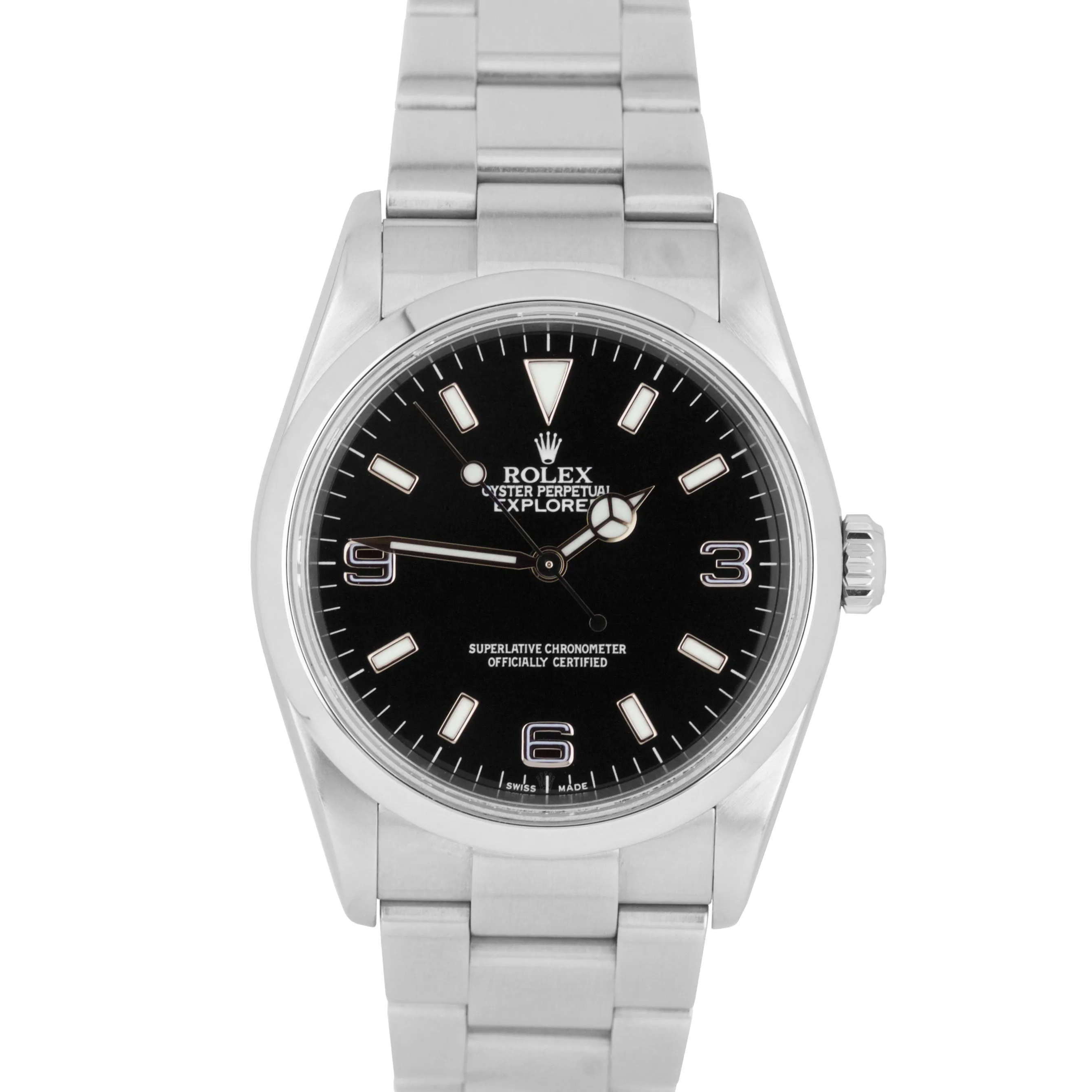 Men's Rolex Explorer I Black 36mm Stainless Steel Automatic Oyster Watch 14270