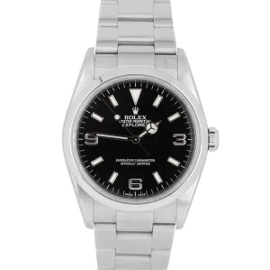 Men's Rolex Explorer I Black 36mm Stainless Steel Automatic Oyster Watch 14270