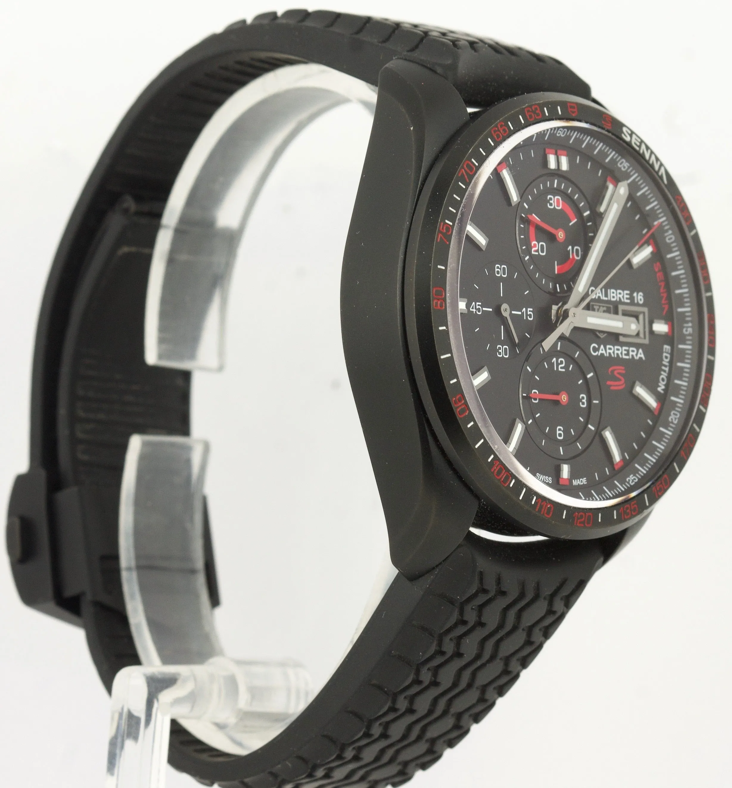 Men's Tag Heuer Ayrtron Chrono Senna Edition CBB2080 43mm Black Titanium Watch