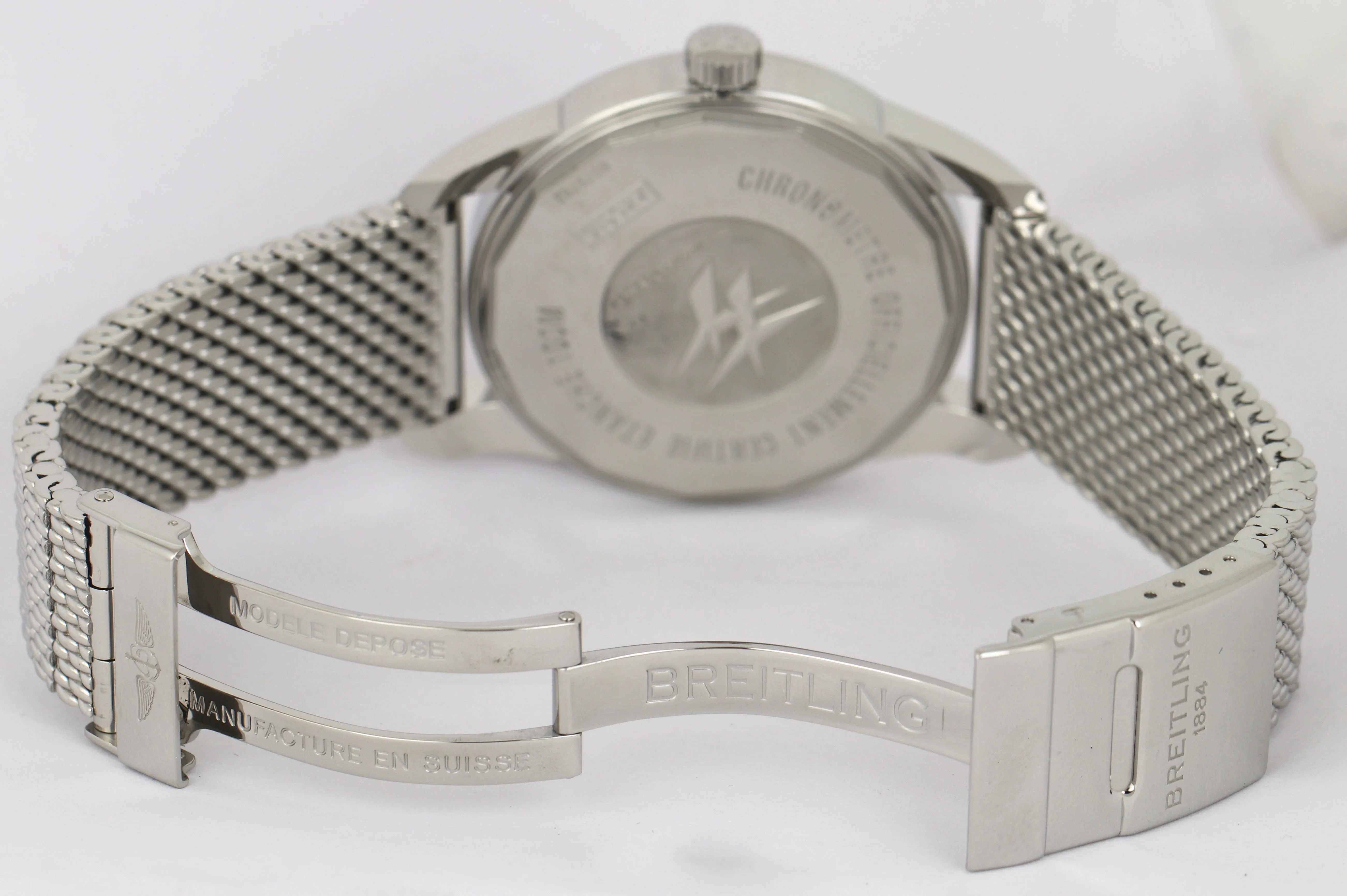 MINT Breitling Transocean Day Date Black 43mm A45310 Stainless Steel Watch