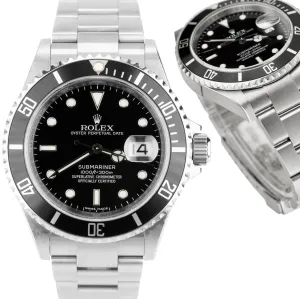 MINT REHAUT LNIB Rolex Submariner Date Steel Dive SEL Pre-Ceramic Watch 16610 T