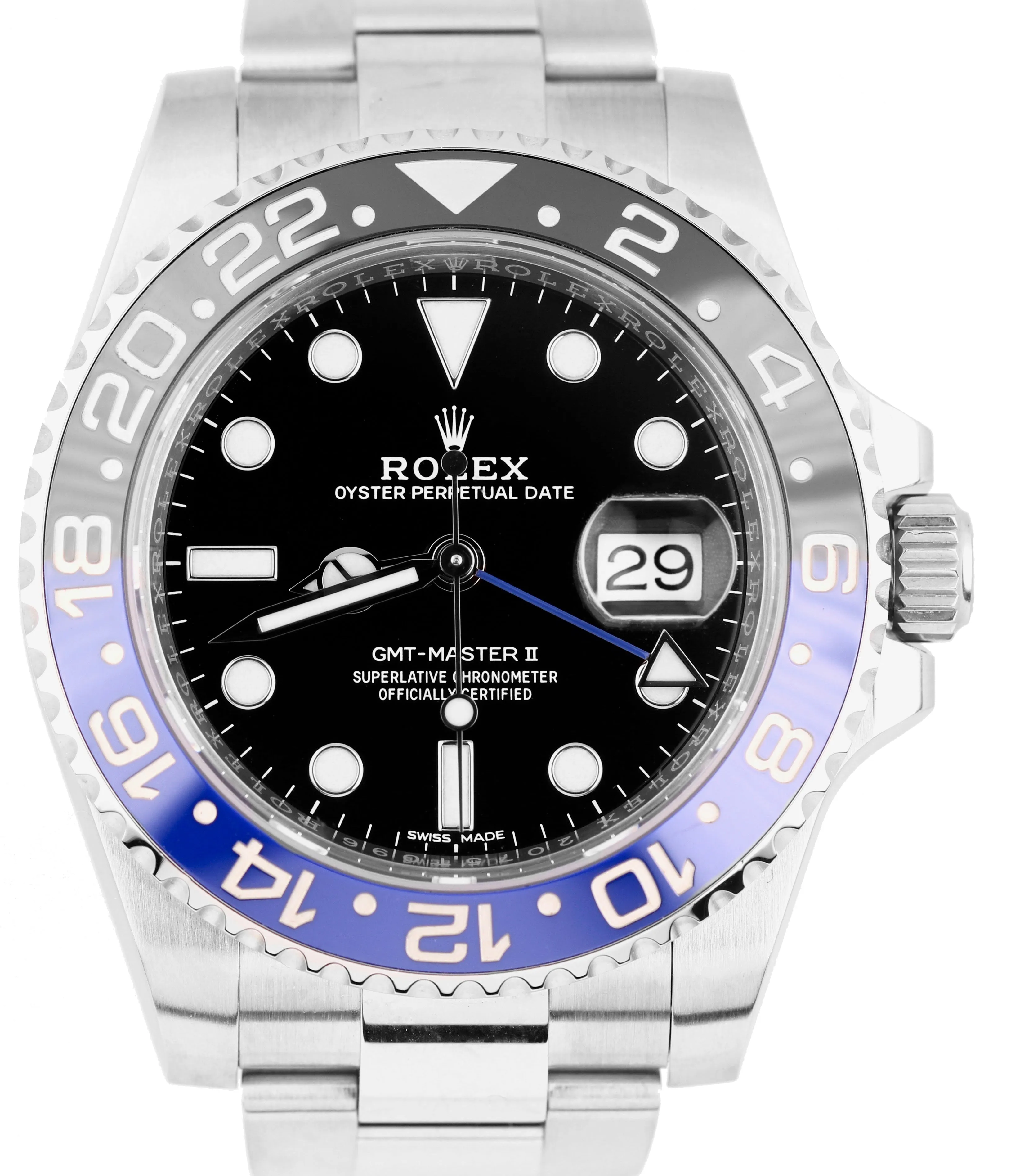 MINT Rolex GMT Master II Batman Blue Black Ceramic 116710 BLNR 40mm Watch