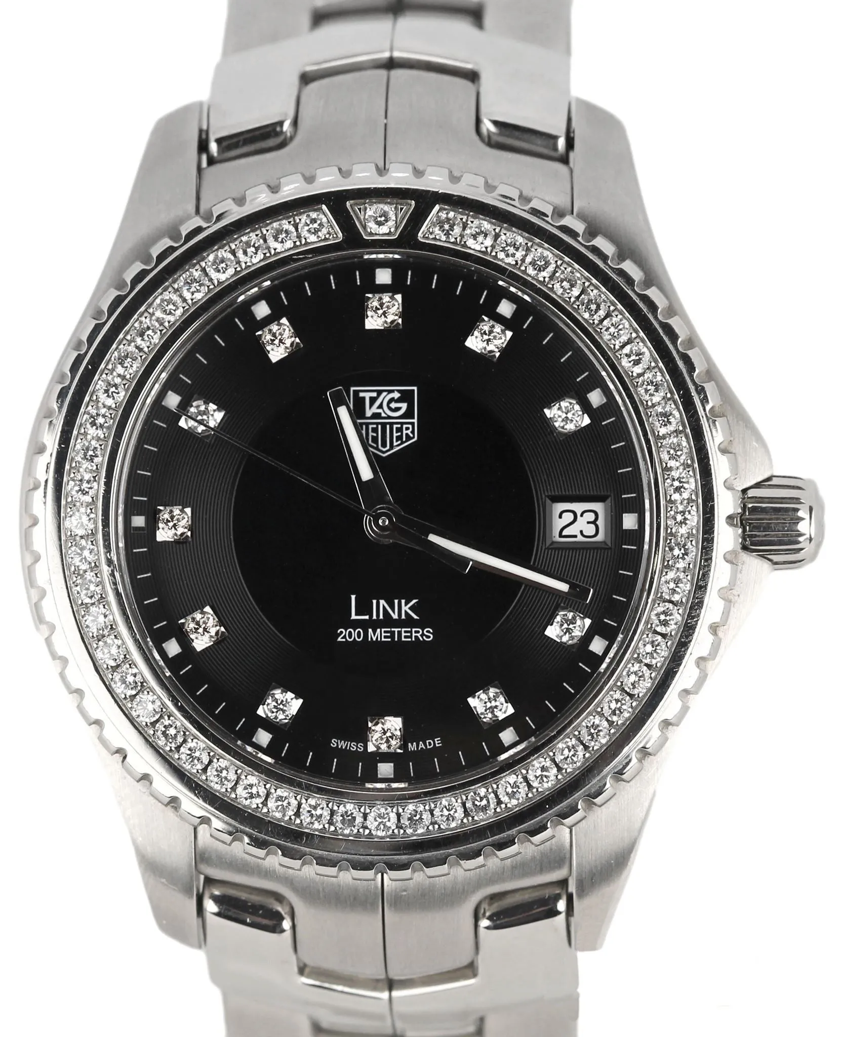MINT TAG Heuer Link Factory Diamond Black 40mm Quartz Date Stainless WJ1117-0