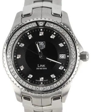 MINT TAG Heuer Link Factory Diamond Black 40mm Quartz Date Stainless WJ1117-0