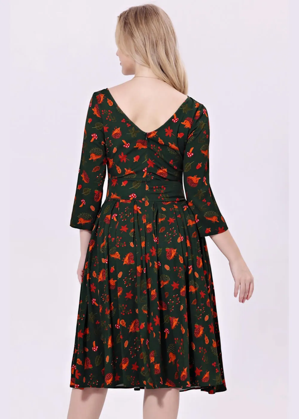 Miss Lulo Amaya Hedgehog 50's Swing Dress Green