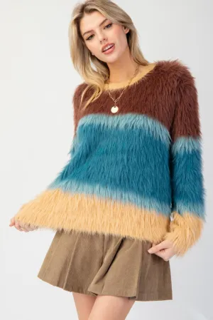 Mocha Teal Knit Sweater