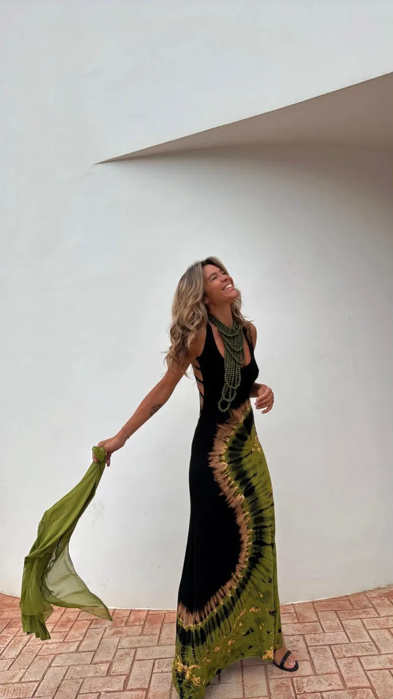 Naomi Spiral Tie-Dye Maxi Dress