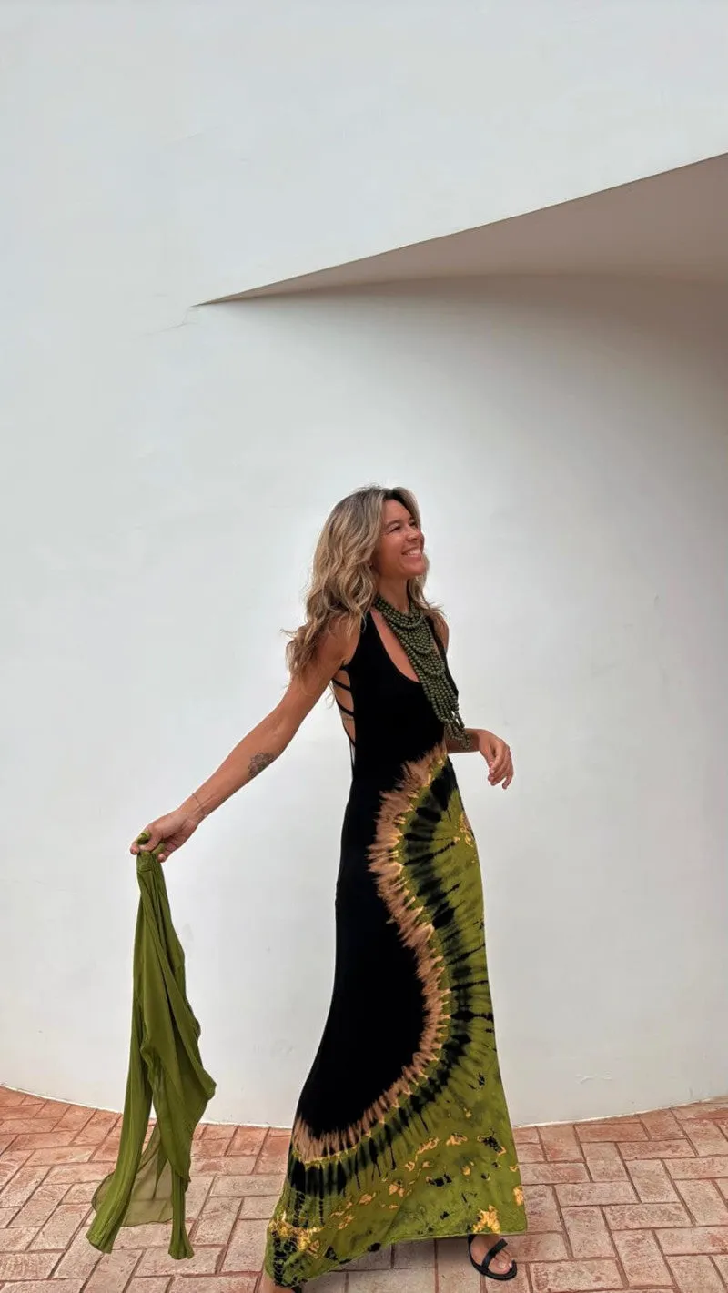 Naomi Spiral Tie-Dye Maxi Dress