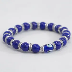 Navy-Turquoise Evil Eye Stretchy: Elegant Protection 