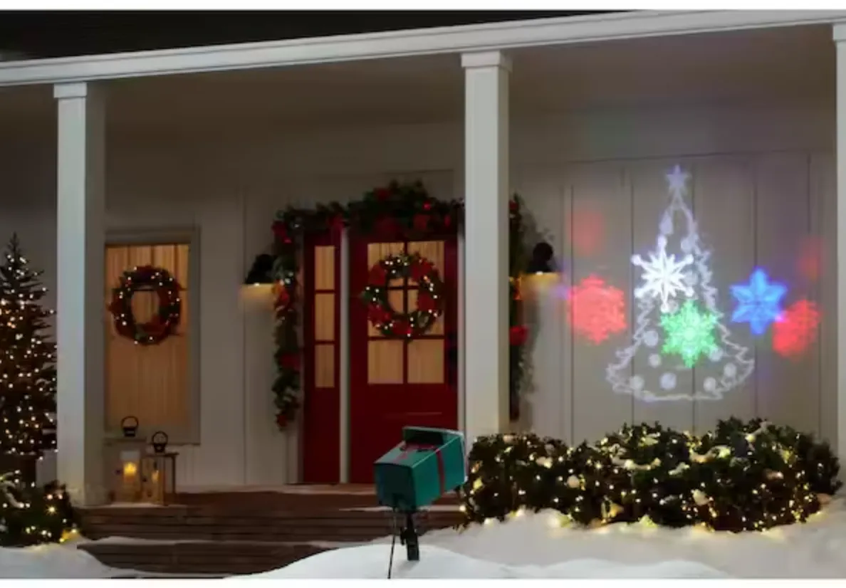New Home Accents Holiday LightShow Static Multi Color Merry Christmas LED Projector Light with 6 slides!