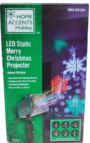 New Home Accents Holiday LightShow Static Multi Color Merry Christmas LED Projector Light with 6 slides!